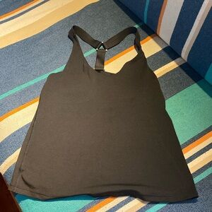 Athleta Black Workout Tank Top W/ Built In Bra W/Silver Hard Wear Size S…